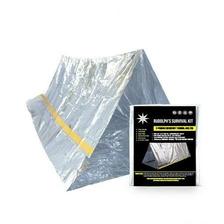 Reflective Tube Tent - Rudolph's Emergency Survival Shelter Tent | 2 Person Mylar Thermal Shelter | 8' X 5' All Weather Tube Tent | Reflective Material| Lightweight | Waterproof | Best Survival Gear