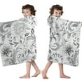thumbnail image 4 of Gray Pioneer Flower Pattern Hooded Bath Towel，50"x30" for Ages 3 To 12 Kids, Quick Dry Lightweight Soft Microfiber Hood Beach Towel Cover Up for Kids, 4 of 7