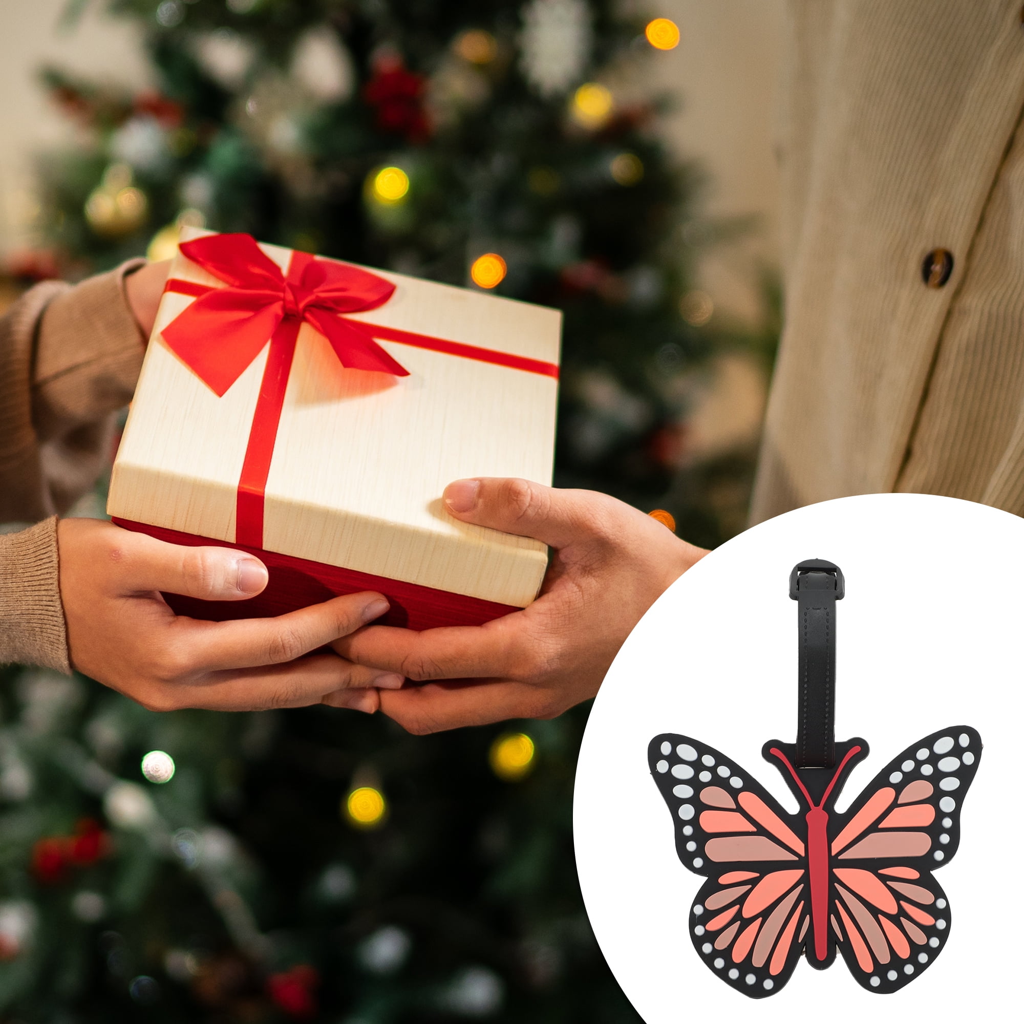 Unique Bargains 1 Pc Butterfly Luggage Tag for Travelling Pink