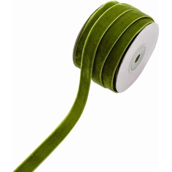 10.94 Yards 5/8 Inch Green Velvet Ribbon Vintage Thin Christmas Single Face Valentines Garland Wreath Wedding Assorted Trimming Ribbons for Sewing Making Gift Wrapping Party Decors Green