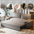 thumbnail image 5 of Tabaray 70.1" Futon Sofa Bed Queen Size, Pull Out Couch Bed, 3-in-1 Convertible Sleeper Sofa with 2 Soft Pillows, Modern Velvet Futon Couch for Living Room, Small Space, Apartment, Bedroom, Light Grey, 5 of 9