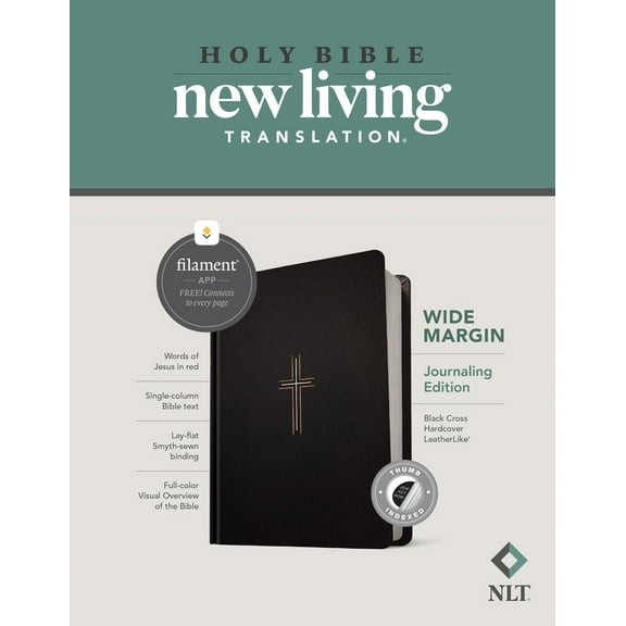 NLT Wide Margin Bible/Filament Enabled Edition-Black Cross Hardcover LeatherLike Indexed