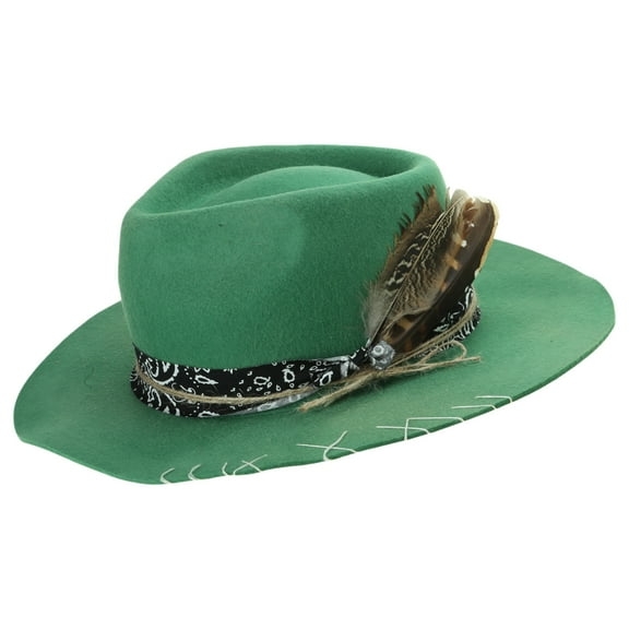 RUISINERY Wool Fedoras Panama Hat Exotic Distressed Homburg for Women Men Photo Props Western for Stage Live Show Headwear