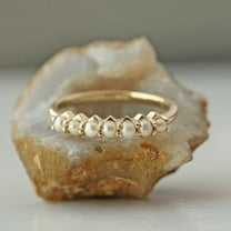 Round Pearl Half Eternity Ring, 925 Sterling Silver Ring, Handmade Fine Jewelry. Minimalist Ring, Gift For Her.