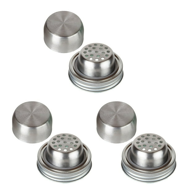 Inteprter 2/3 Tapas inoxidables para tarros Mason. Resistentes, con boquilla ancha para verter, cierre hermético y fácil limpieza. Aptas para Cocina y Comedor Juego de 3 piezas