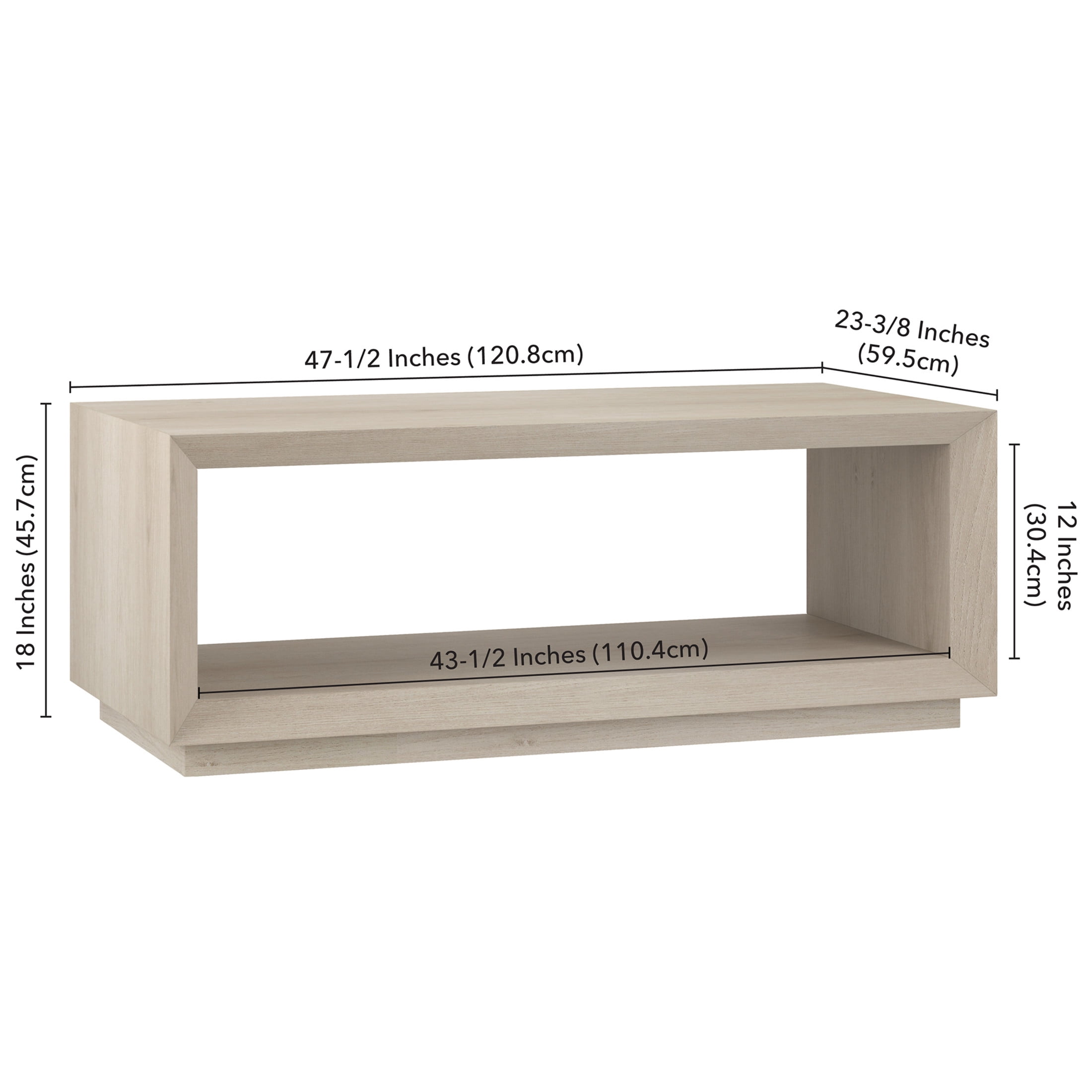 Evelyn&Zoe Tannen 48" Wide Rectangular Coffee Table, Alder White