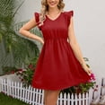 thumbnail image 2 of Summer Dresses for Women Trendy V Neck Ruffle Sleeveless Sundress Casual A Line Swing Beach Mini Dress, 2 of 5