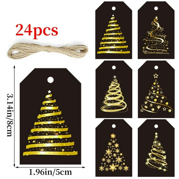 24pcs 2026 New Year's Day Theme Party Hang Tags with Jute Labels for New Year Christmas Decoration Gift Wrapping