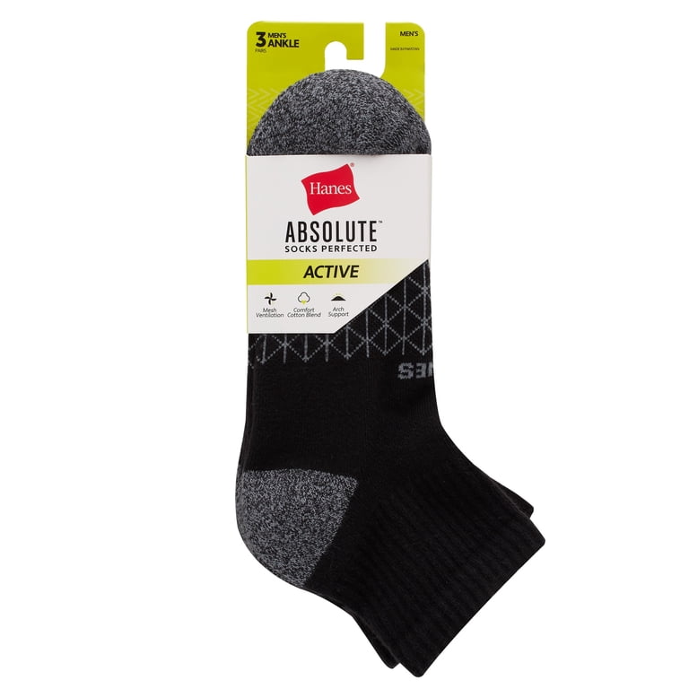 Hanes Absolute Active Men's Cushioned Ankle Socks 3-Pack photo 2