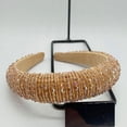 thumbnail image 4 of Sonducket Diademas con cuentas de cristal, tocado grueso de punto, aros de moda, diademas, tocados, regalo para mujer, fiesta, playa Accesorio para el cabello Dorado champagne, 4 of 6