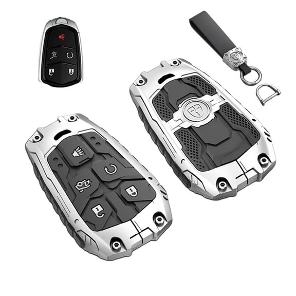 Zinc Alloy Metal Smart Key Fob Case Cover Protector Shell Compatible with Cadillac Escalade ATS CTS CT6 XTS XT5 SRX 5-Buttons 2015-2019