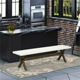 thumbnail image 2 of Pemberly Row X-Style 15x72" Wood Dining Bench in Jacobean/Linen White, 2 of 5