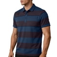 thumbnail image 2 of Men's Big & Tall Henley Short Sleeve Shirts Ndbuld Middle Aged Mens Shortsleeved Tshirt Summer Style Casual Breathable Lapel Striped Half-sleeved Shirt Mens Top Navy XXL, 2 of 8