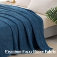 thumbnail image 3 of Whale Flotilla Queen Size Fuzzy Fleece Blanket, 90"x90" Fluffy Lightweight Soft Jacquard Bed Blankets for All Seasons, Warm and Cozy, Navy, 3 of 11