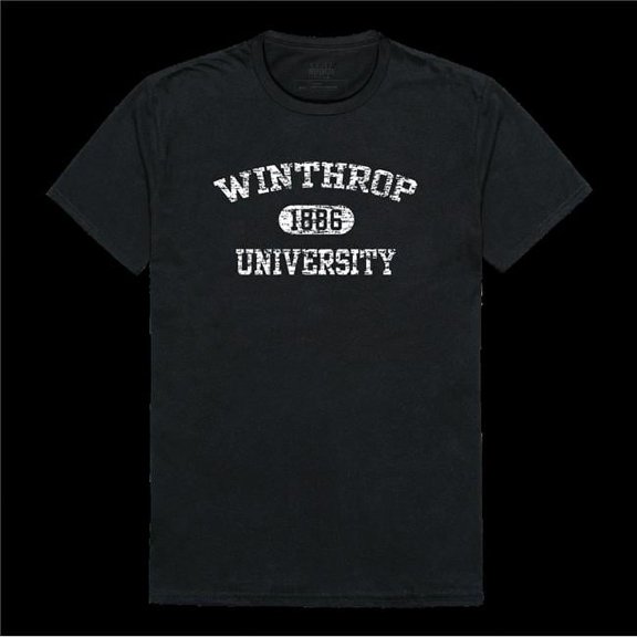 W Republic 574-255-BLK-01 Winthrop University Eagles Distressed Arch College T-Shirt, Black - Small