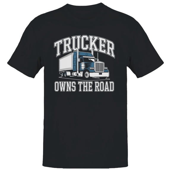 Smartprints Trucker Owns the Road Men's T-Shirt Black, Cotton, S