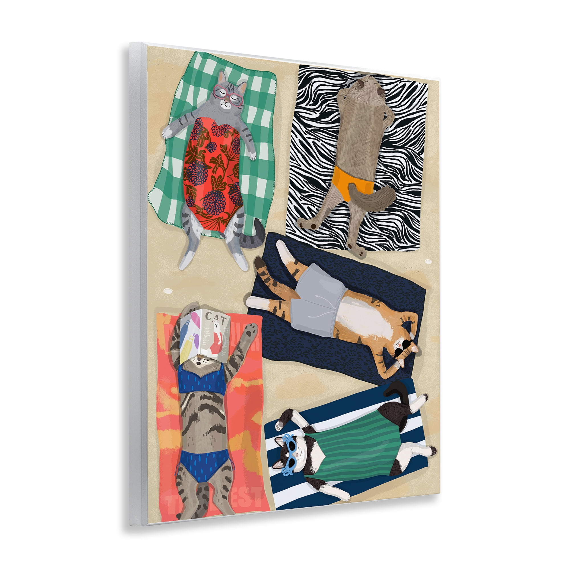 Stupell Industries Summer Sunbathing Cats Wall Plaque Art, design by Hanna Melin