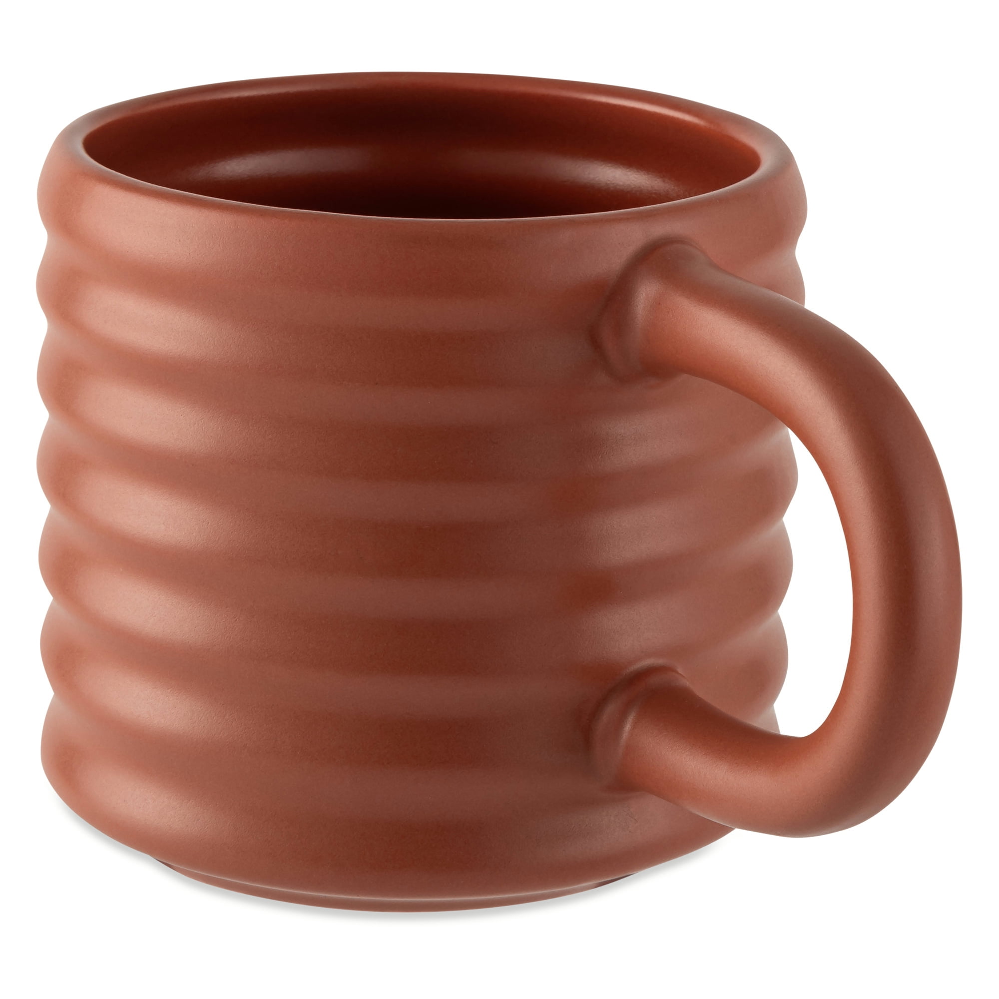 (3 pack) Mainstays 17oz Ribbed Matte Finish Coffee Mug, Canyon Red