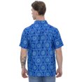thumbnail image 2 of LA LEELA Men's Hawaiian Shirts Short Sleeve Button Down Shirt Mens Summer Holiday Beach Shirts Casual Aloha Tropical Shirts for Men Funny L Ethnic Print, Blue, 2 of 6