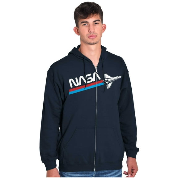 NASA Worm Logo American Space Shuttle Zip Up Hoodie Men's Women's Brisco Brands S