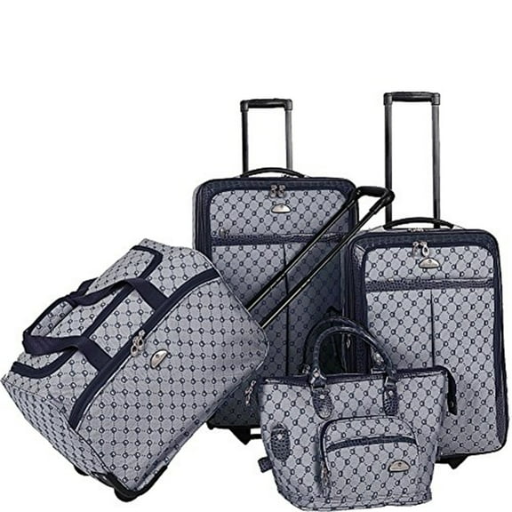 American Flyer Signature 4-Piece Luggage Set-Color:Navy,Quantity:4 Pc,Style:Luggage Set