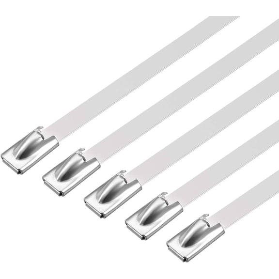 30 Inch Stainless Steel Cable Zip Ties 0.18 Inch Width Metal Exhaust Wrap 25pcs for Exhaust Wrap, Outdoor Fence