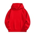 thumbnail image 5 of Zylanna Girls Hoodie Sweatshirts, Classic Hooded Long Sleeve Loose Fit Solid Color Casual Pullover Tops for Fall Red Size 7-8, 5 of 9