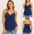thumbnail image 4 of Women's Knit Babydoll Cami, Y2k Spaghetti Strap Peplum Top With Lace Trim V Neck, Sleeveless Tank Top A-Line Flared Hem for Jeans Cargos Mini Skirt, S-XXXL, 4 of 8