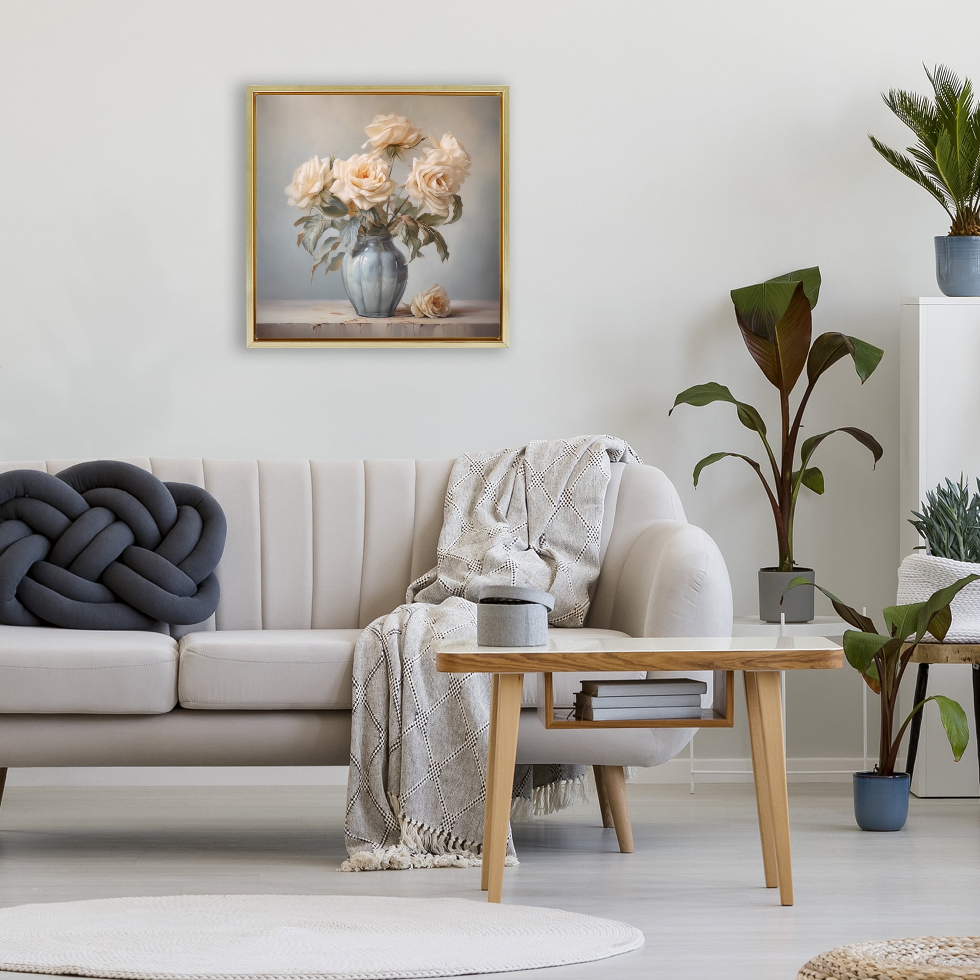 Stupell Industries Vintage Rose Paragon Gold Framed Floater Canvas Wall Art, design by Steve Hunziker