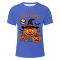 thumbnail image 3 of T Shirts for Man Halloween Funny Pumpkin Printed Casual Comfortable Short Sleeve Crew Neck Tees Sports Leisure Activities Lightweight Breathable Men Shirts Blue XXXL, 3 of 4