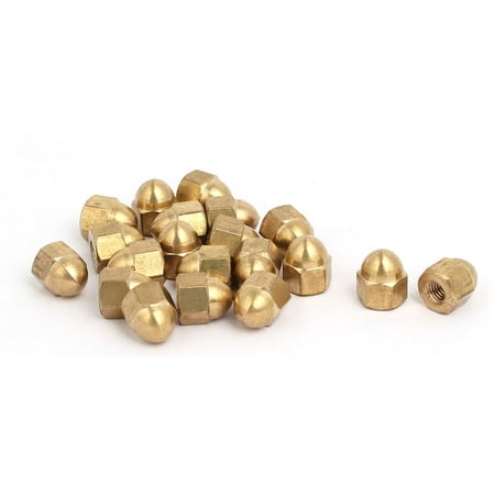 20pcs M3 Female Thread Nut DIN1587 Dome Cap Head Hex Brass Tone