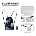 thumbnail image 3 of Geometric Hexagon Modern Black Blue Packable Drawstring Backpack, Lightweight Foldable Cinch Storage Bag for Gym Travel Shopping, 3 of 6