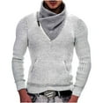 thumbnail image 2 of UVEASISHA Mens Shawl Collar Sweater Slim Fit Long Sleeve Ribbed Knit Pullover Kangaroo Pocket Jumper Sweaters Fall Winter Casual Stylish Tops Limited Time Sales White XXXL, 2 of 6