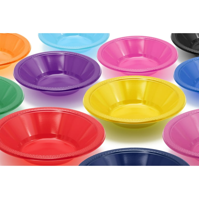 Crown Display 12 oz Disposable Party Bowls, Gold Plastic Bowls - 100 Count  