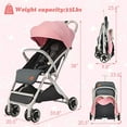 thumbnail image 4 of INFANS Lightweight Baby Stroller, Compact Stroller with One-Hand Fold, Travel Stroller for Airplane with Cup Holder, 5-Point Harness, Foot Cover, Canopy, Infant Stroller for 0-36 Month (Pink), 4 of 9