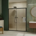 thumbnail image 4 of 60.in W x 72.in H Single Sliding Shower Door, 1/5 inch Thick Clear Tempered Glass Shower Door with Stainless Steel Handle, Black, 4 of 7