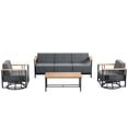 thumbnail image 2 of Unnifurnzi 4 Pieces Patio Furniture Set-Patio Conversation Sets with Swivel Rocking Chairs High Back Patio Couch for Deck Porch Poolside Balcony-Black/Dark Gray, 2 of 7