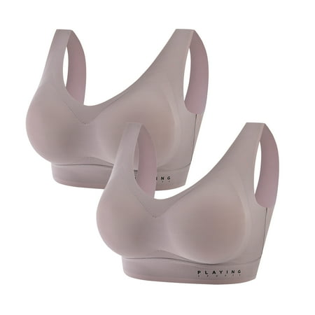 

Noarlalf sports bras for women 2PC Women s Trackless Vest Ice Silk Back Sports Sleep Latex Bra Underwear bras for women