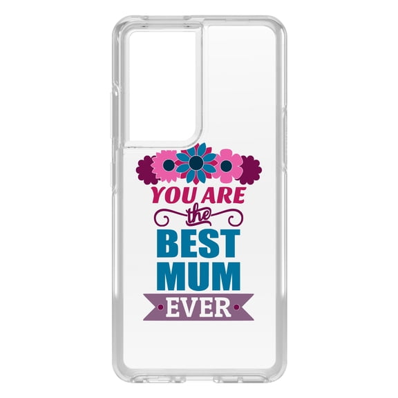 DistinctInk Clear Shockproof Hybrid Case for Galaxy S21 ULTRA 5G (6.8" Screen) - TPU Bumper Acrylic Back Tempered Glass Screen Protector - You Are the Best Mum Ever