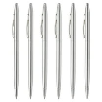 Slim Metallic Ballpoint Pen, 6Pcs Writing Pens with Clips Style 2, Silver