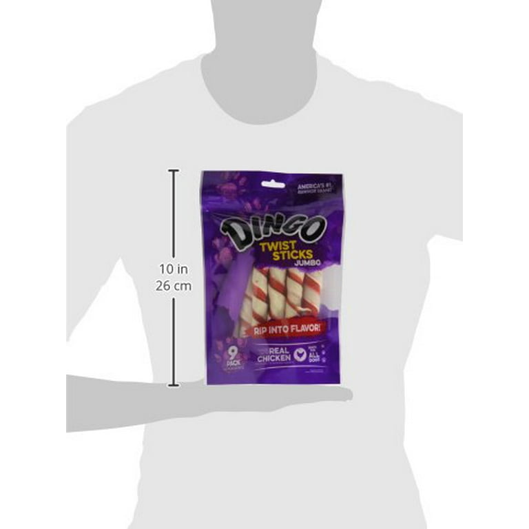 Dingo Twist Sticks Jumbo Rawhide Chews w Real Chicken 9 Count
