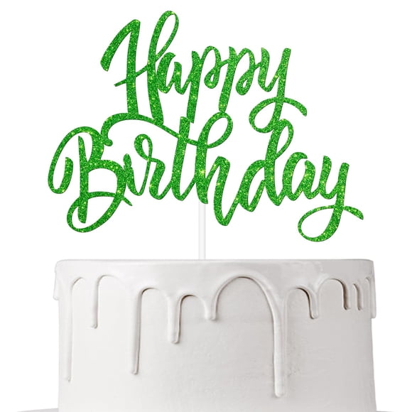 Decoración para tartas con purpurina dorada para felicitación de cumpleaños de Notbadsys