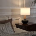 thumbnail image 4 of 23" Ceramic Vase Table Lamp, Black Body with Solid Wood Neck, Modern Farmhouse Style, White Linen Shade, Ideal for Study, Living Room, Bedroom, Hotel, Dining Area & Office, 4 of 10