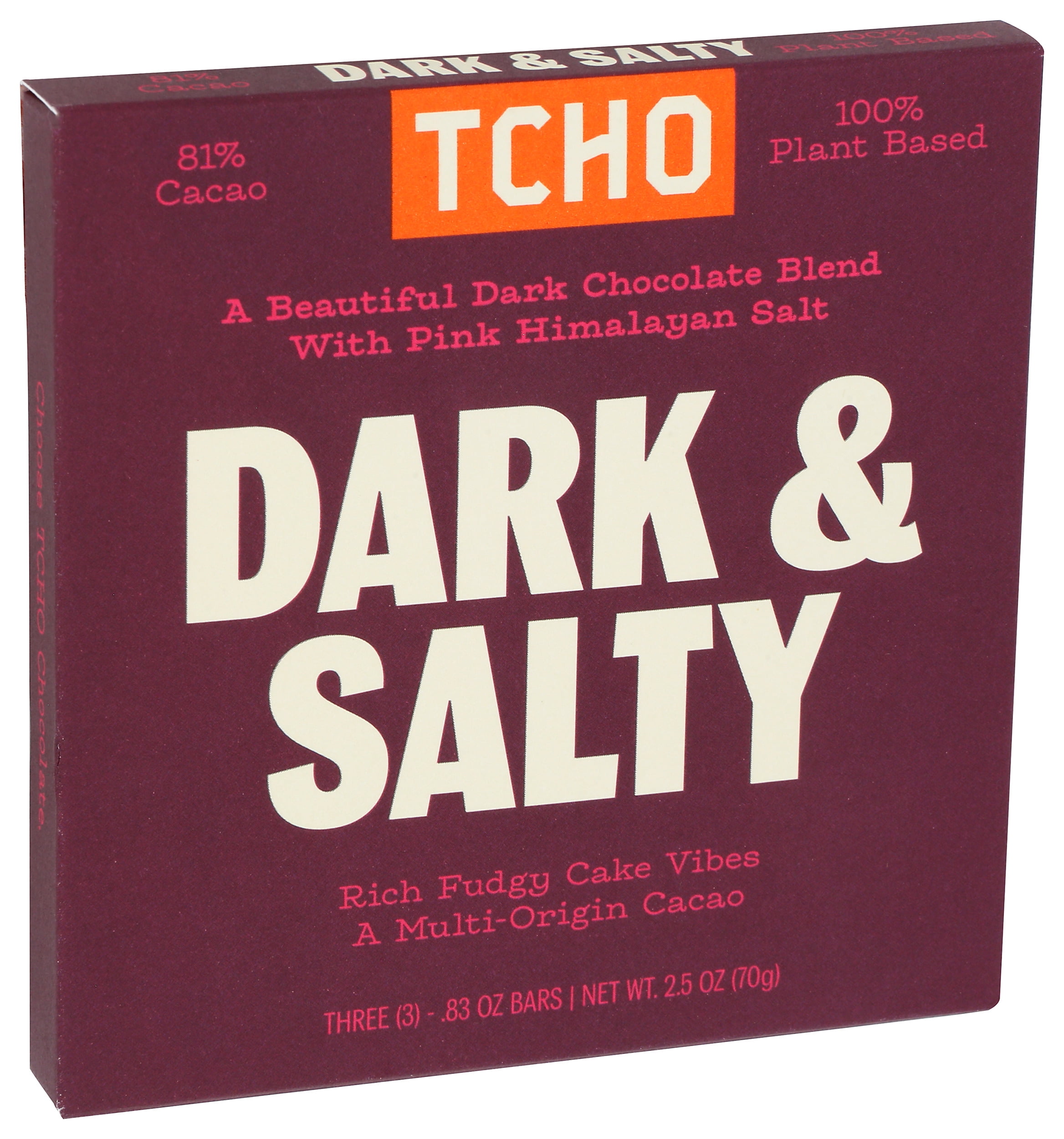 (Pack of 10), Tcho Dark & Salty Dark Chocolate Bars, 2.5 oz