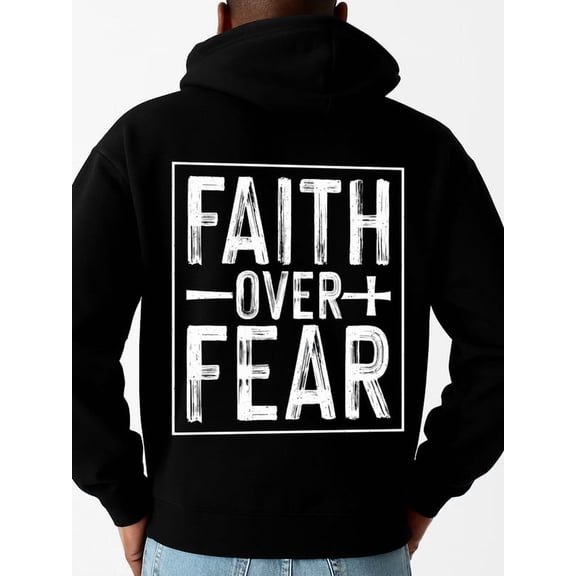 Faith Over Fear hoodies faith men's graphic hoodies black Sweatshirt Streetwear For Winter Fall, As Gifts vintage with sayings hands Retro Unisex Shirt Cotton tshirts