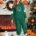 thumbnail image 2 of SERTG Children's Halloween Two-Piece Set Hooded Sweatshirt with Cute Printed +Casual Long Pants Long Sleeved Set Tops and Pants for Kids 2-13 Years(Army Green,4 Years), 2 of 5