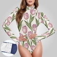 thumbnail image 3 of Beautiful Tulip Flowers Women's Bodysuit Jumpsuit Mock Turtle Neck Long Sleeve TopsOne Piece Leotards Shirt Yoga Outfits, 3 of 8