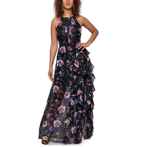 Betsy & Adam Womens Floral Long Evening Dress