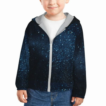 

Vsdgher Blue Glitter Retro Kids Sun Protection Hoodie with Zip Rash Guard Tops Children s Long Sleeve Sun Protection Clothing - 3 Years