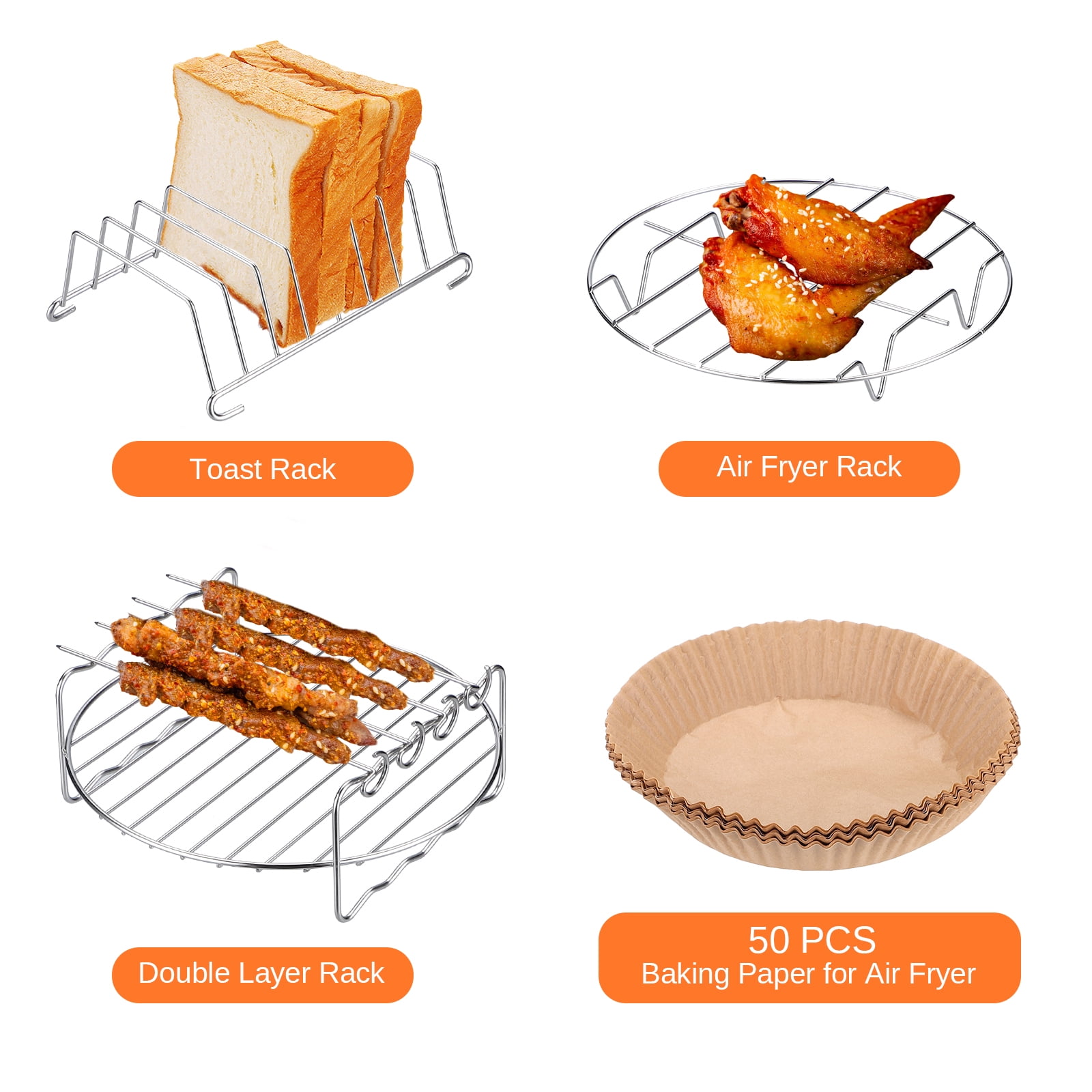 Air Fryer Accessories Set Of 13 Airfryer Accessory with 50pcs Air Fryer Square Paper Liners Oven Cake Pan Pizza Pan Air Silicon Pot Pad